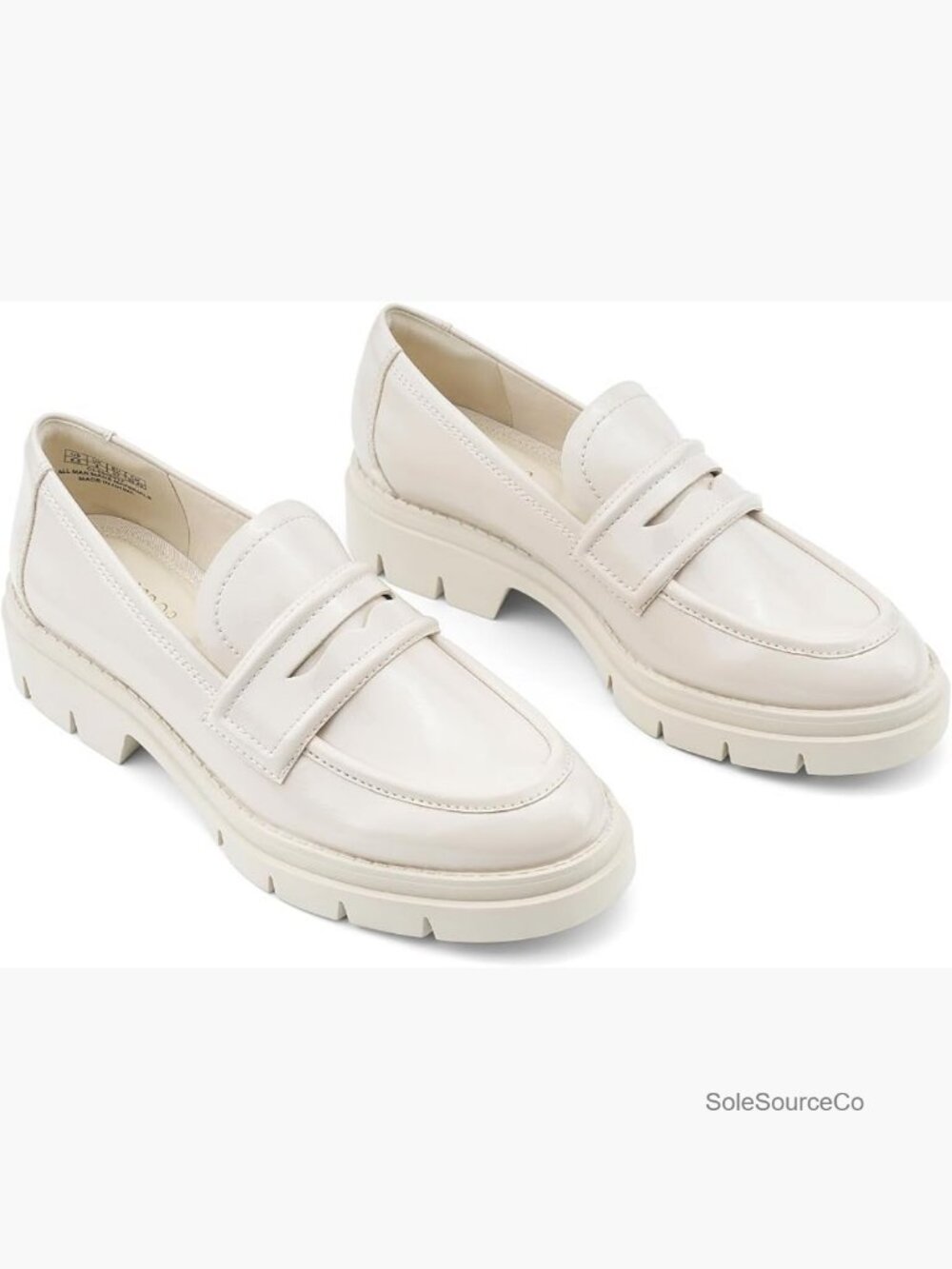 Chunky Lug Sole Loafers Slip On Penny Loafer Comfort Round Toe Mid Heels